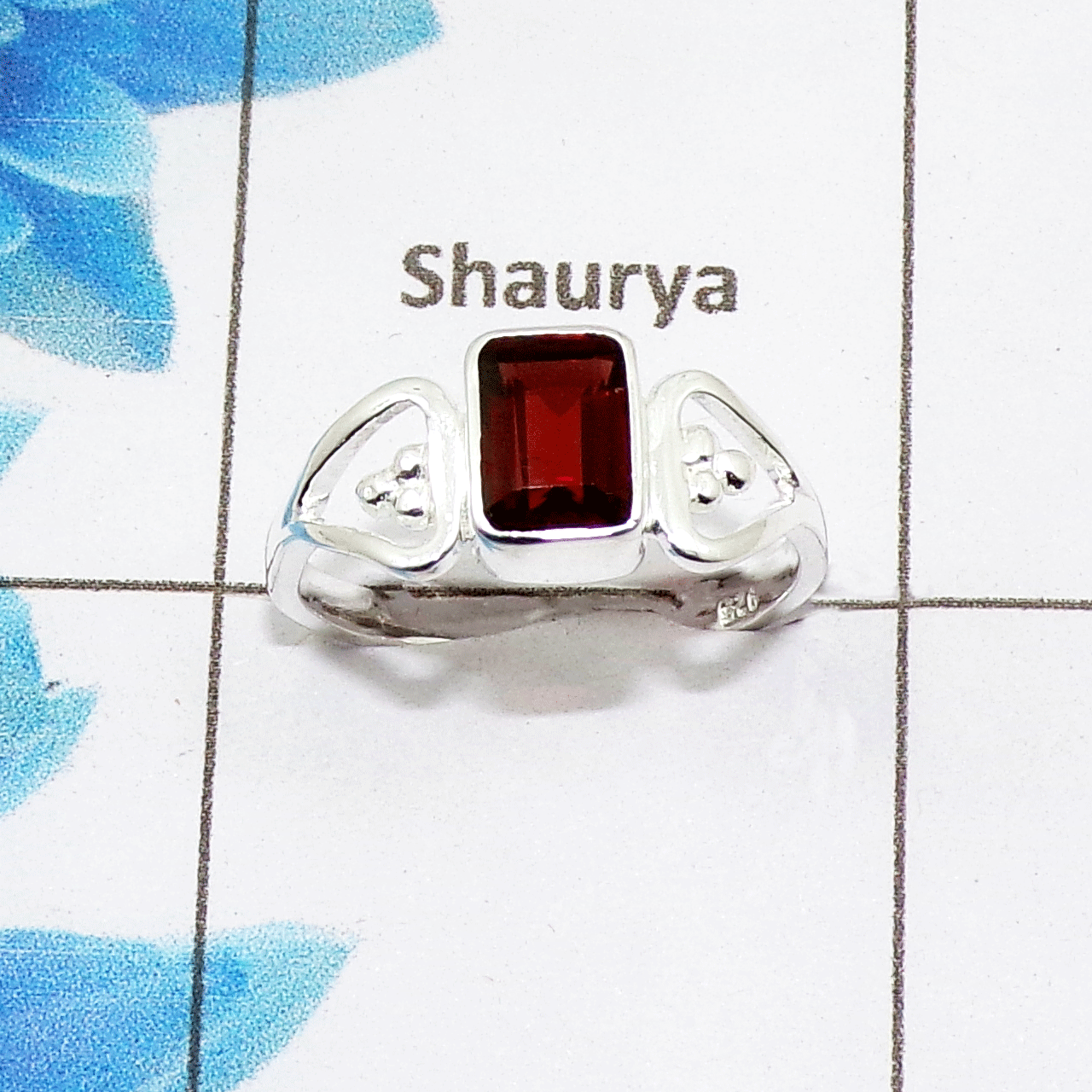 Ring Size 8- Garnet Cut H - BDR950- Latest New Design Ring Square Cut Gemstone Solid 925 Silver Light Weight Designer Ring
